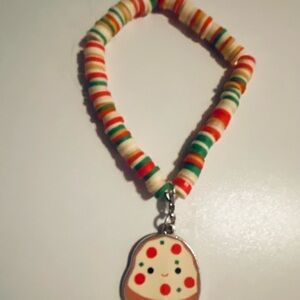 Colorful Beaded Kids Bracelet with Pizza Charm